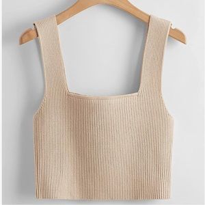 Ribbed square neck crop top
